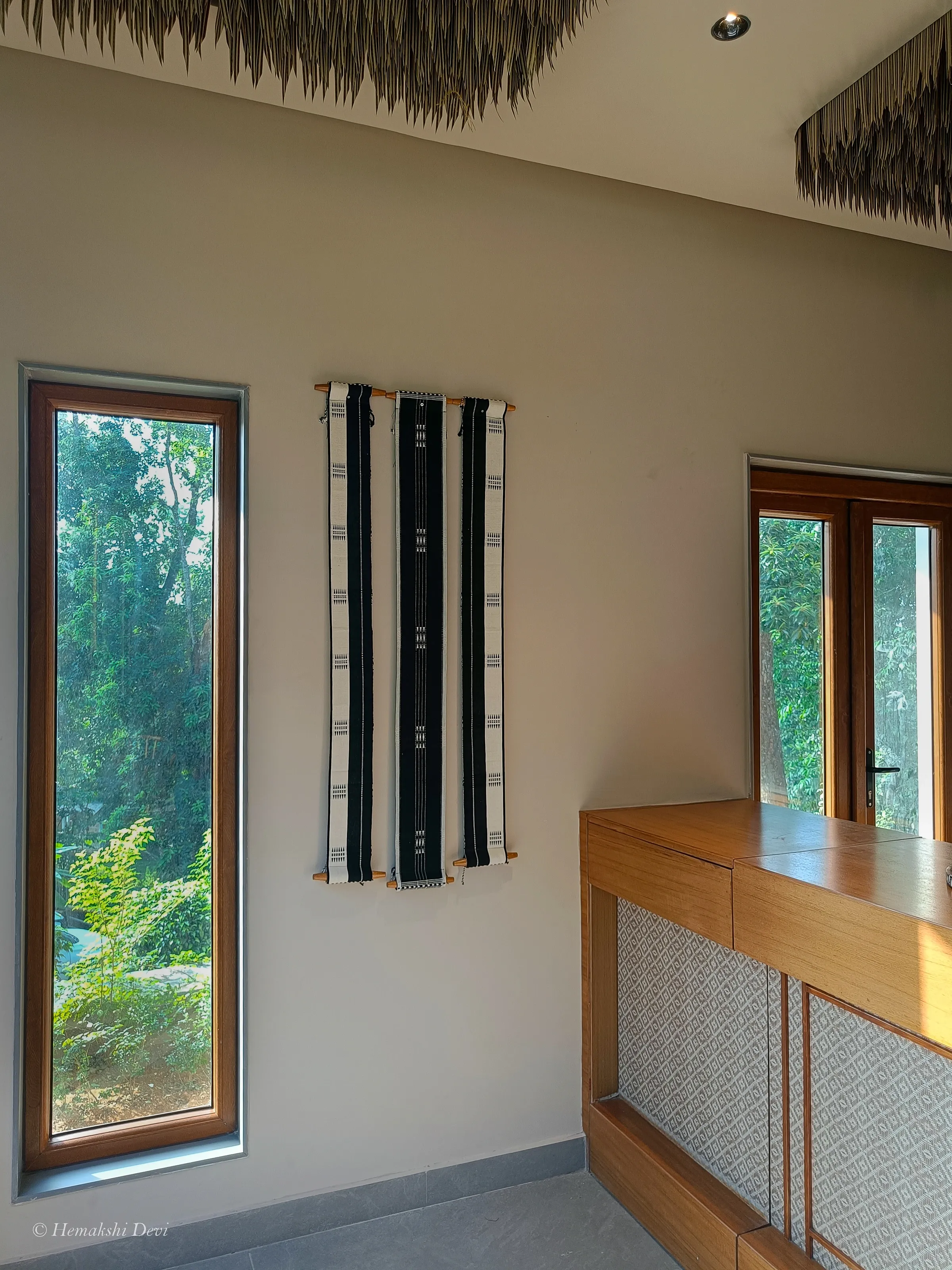 Detail of a meteka-weave wall hanging at Chai Tokari